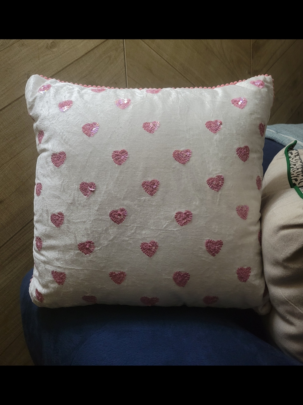 Magaschoni Pink Heart Sequin Pillow